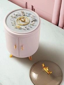 1pc Plastic Jewelry Storage Box, European Style Crown Decor Jewelry Organizer Storage Case For Home - Green - View 3