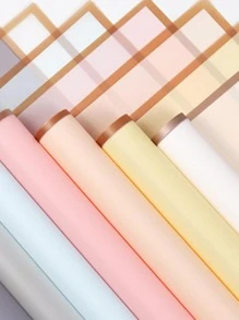 20 Cái/bộ PVC Giấy Gói Hoa, Tối Giản Đồng Màu Giấy Gói Quà Cho Quà Tặng - Hồng - Xem 3
