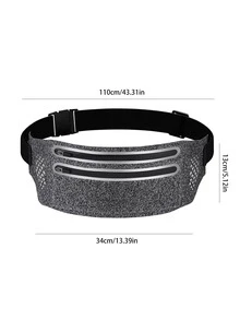 1pc Waterproof Grey Polyamide Reflective Running Waist Pack - Grey - View 2