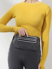 1pc Waterproof Grey Polyamide Reflective Running Waist Pack - Grey - View 6