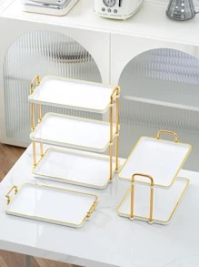 1pc Single Layer Candy White Tray - White - View 2