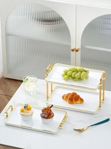 1pc Single Layer Candy White Tray - White - View 1