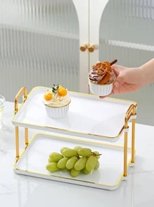 1pc Single Layer Candy White Tray - White - View 8