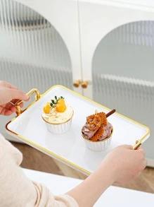 1pc Single Layer Candy White Tray - White - View 7