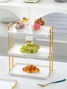 1pc Single Layer Candy White Tray - White - View 3