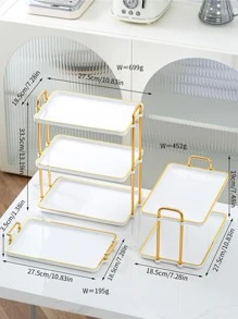 1pc Single Layer Candy White Tray - White - View 4