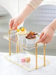 1pc Multi-layer Tray With Handle - Clear - View 5