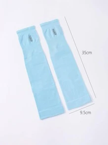 Sun Protective Anti UV 1pair Letter Graphic Ice Silk Sun Protection Cycling Sports Arm Sleeves - Blue - View 4