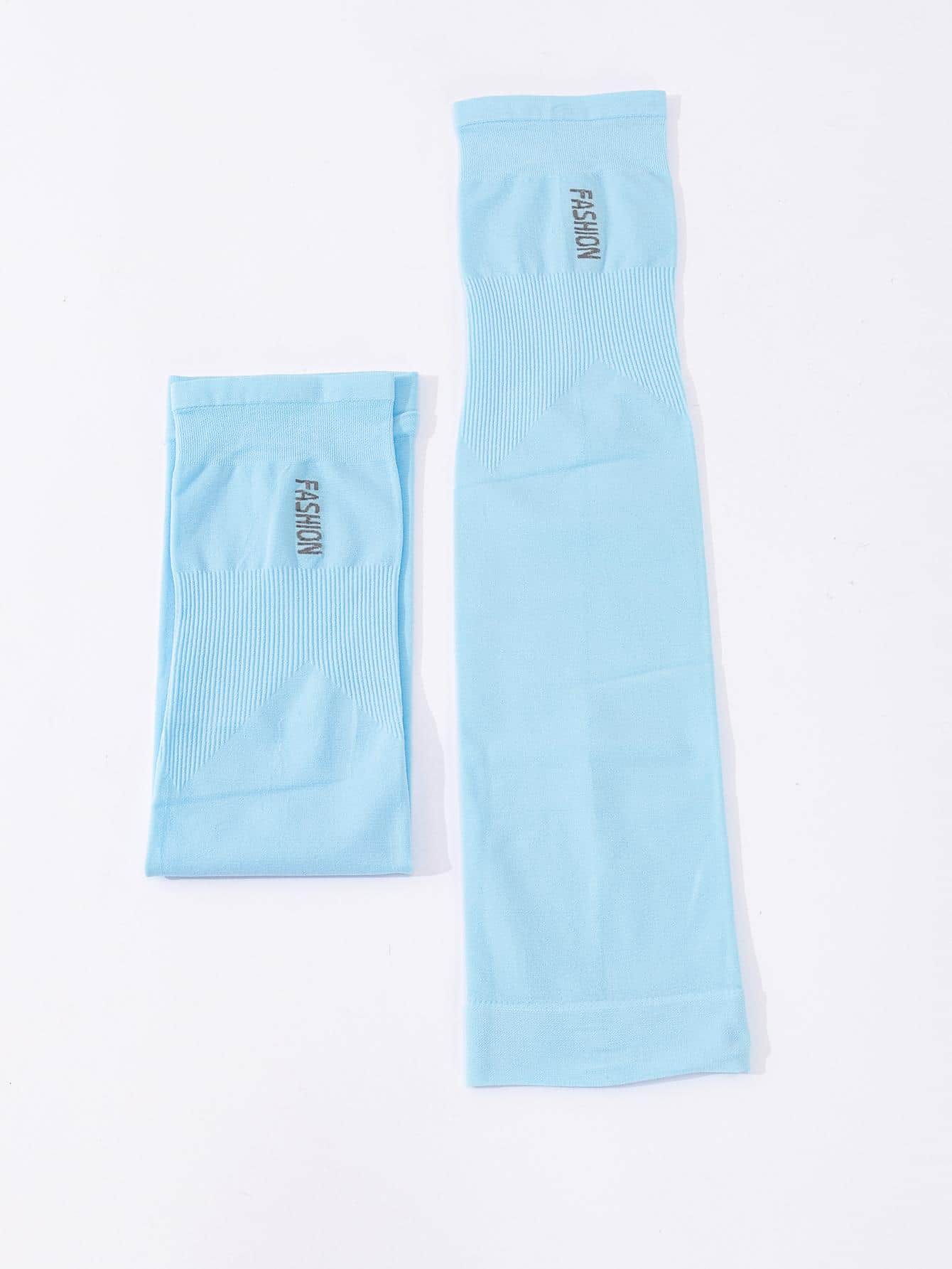 Sun Protective Anti UV 1pair Letter Graphic Ice Silk Sun Protection Cycling Sports Arm Sleeves - Blue - View 1