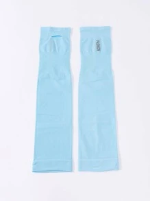 Sun Protective Anti UV 1pair Letter Graphic Ice Silk Sun Protection Cycling Sports Arm Sleeves - Blue - View 2