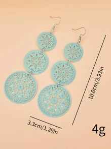 2對蝴蝶雕刻空心誇張耳環,適用於派對服飾配飾 - 綠色 - 查看 2