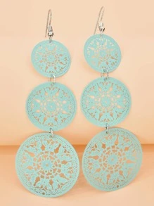 2對蝴蝶雕刻空心誇張耳環,適用於派對服飾配飾 - 綠色 - 查看 1