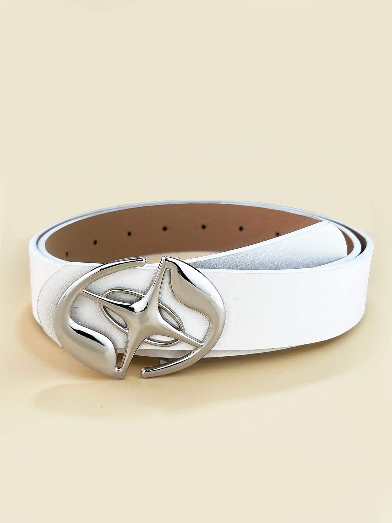 1 Nữ Trang trí ngôi sao Khóa hình bầu dục Thắt lưng thời trang để trang trí hàng ngày - trắng - Xem 1