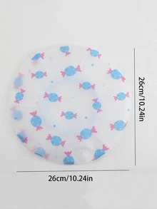 1 pieza Gorro de ducha PVC ducha modernista con patrón de caramelo impermeable para cuarto de baño - transparente - Ver 2