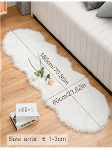 1件装柔软仿毛皮地毯，白色蓬松地毯，适用于客厅、卧室地面，可机洗，可用于椅子、沙发、床边，打造奢华现代家居装饰