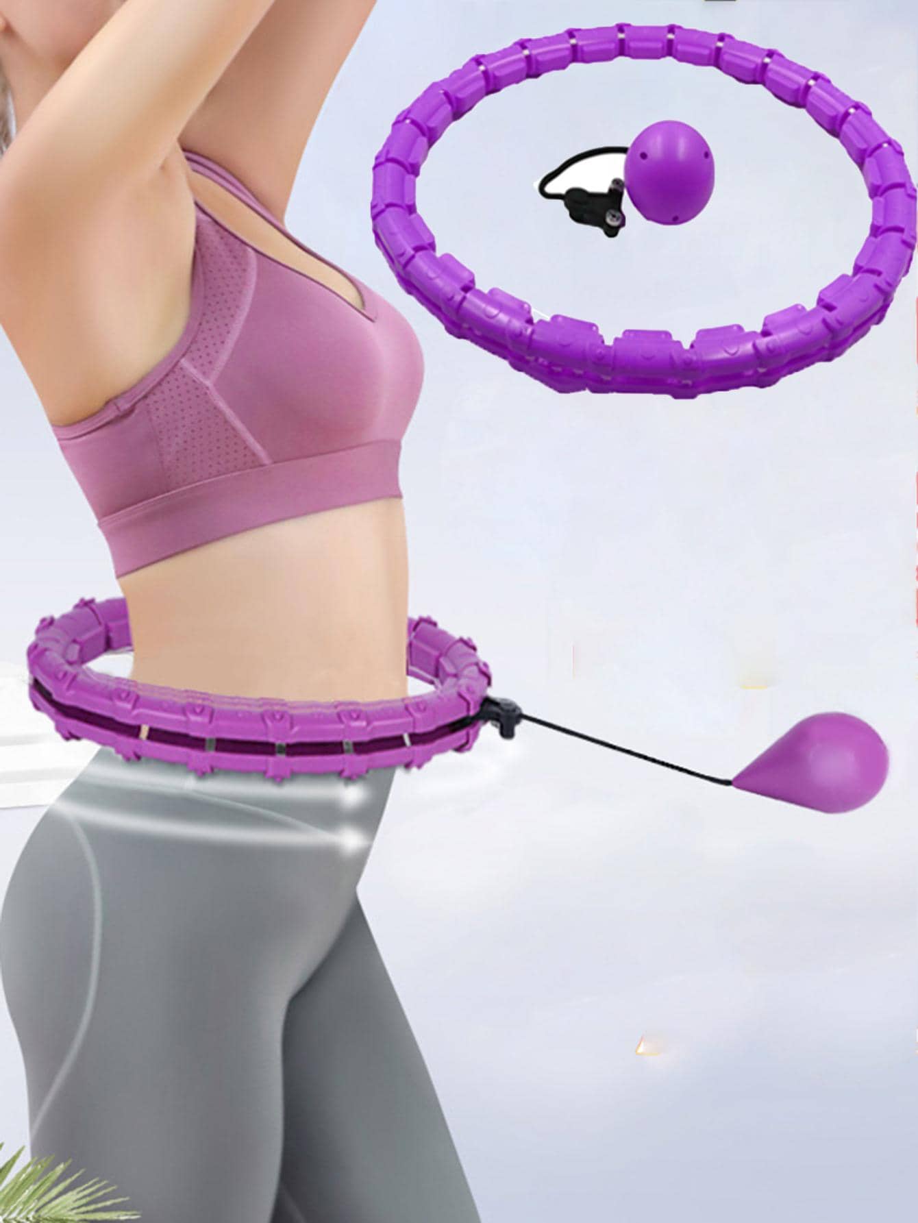 1 pieza Aro de ejercicio ajustable de 24 nudos de ABS púrpura desmontable - Morado - Ver 1