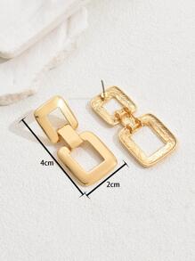 1pair Gothic Punk Style Square Charm Gold Earrings For Women, Perfect For Summer Vacation Parties - Yellow Gold - View 5