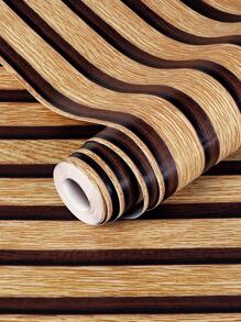 1卷木质条纹图案墙纸，简约VC墙贴卷装家居装饰，装修贴纸撕拉墙板，墙纸，壁纸，春季装饰用品让您的家焕然一新，拉玛装饰贴纸 - 彩色 - 查看 1