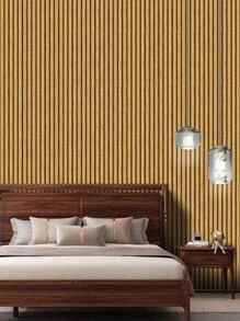 1卷木质条纹图案墙纸，简约VC墙贴卷装家居装饰，装修贴纸撕拉墙板，墙纸，壁纸，春季装饰用品让您的家焕然一新，拉玛装饰贴纸 - 彩色 - 查看 3