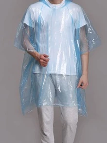 1pc PE Plain Raincoat, Minimalist Random Color Portable Disposable Hooded Raincoat For Outdoor - Multicolor - View 6