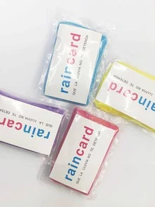 1pc PE Plain Raincoat, Minimalist Random Color Portable Disposable Hooded Raincoat For Outdoor - Multicolor - View 4