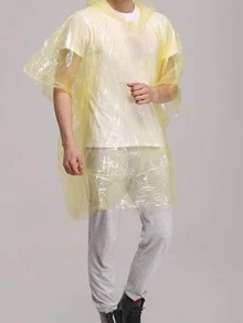 1pc PE Plain Raincoat, Minimalist Random Color Portable Disposable Hooded Raincoat For Outdoor - Multicolor - View 8