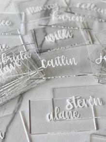 10 Peças Cartões de Lugar Acrílicos Transparentes para Casamento e Festa, Placas Retangulares em Acrílico Branco em Branco para Sinalização de Assentos