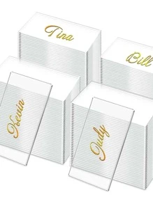 10 Peças Cartões de Lugar Acrílicos Transparentes para Casamento e Festa, Placas Retangulares em Acrílico Branco em Branco para Sinalização de Assentos