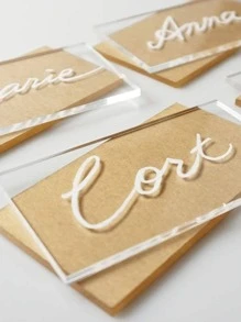 10 Peças Cartões de Lugar Acrílicos Transparentes para Casamento e Festa, Placas Retangulares em Acrílico Branco em Branco para Sinalização de Assentos