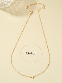 1入組時尚數字吊墜項鍊適合女士日常裝飾 - 金黃色 - 查看 3