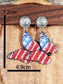 1 Đôi Thời Trang Bằng Gỗ Americana In Bướm Thả Bông Tai Nữ Cho Ngày Độc Lập Quà Tặng - Nhiều màu - Xem 2