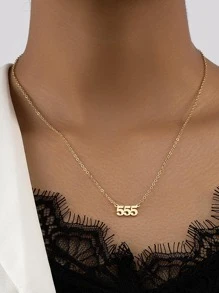 1 PC Thời Trang Số 555 Mặt Dây Chuyền Vòng Cổ Cho Phụ Nữ Để Trang Trí Hàng Ngày - Vàng - Xem 1