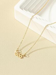 1 PC Thời Trang Số 555 Mặt Dây Chuyền Vòng Cổ Cho Phụ Nữ Để Trang Trí Hàng Ngày - Vàng - Xem 2