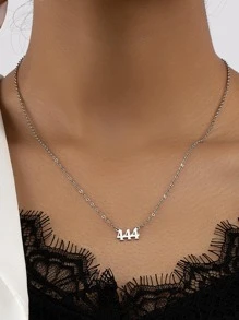 1 PC Thời Trang Số 444 Mặt Dây Chuyền Vòng Cổ Cho Phụ Nữ Để Trang Trí Hàng Ngày - Bạc - Xem 1