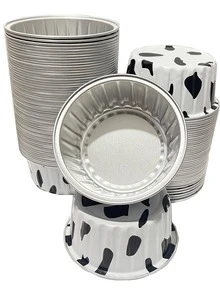 15入組/套鋁製布丁杯、帶蓋一次性鋁箔平底鍋 - 非常適合甜點、紙杯蛋糕和鬆餅 - 廚房配件 - 黑與白 - 查看 4