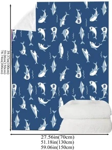 1入組鯊魚圖案毛毯現代絨布柔軟保暖毛毯適用於客廳和臥室家居裝飾 - 彩色 - 查看 4