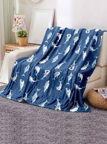 1入組鯊魚圖案毛毯現代絨布柔軟保暖毛毯適用於客廳和臥室家居裝飾 - 彩色 - 查看 1