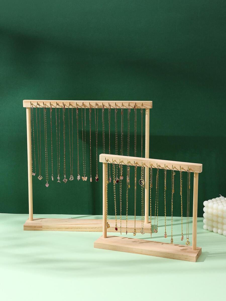 1pc Natural Wood Bead Bracelet Display Stand, Desktop Decorative Jewelry Organizer Rack For Large Bracelets, Necklaces, Sweater Chains, Hand Chains