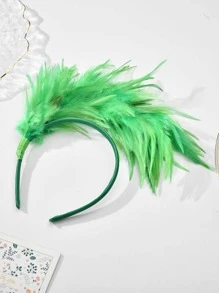 1入組女式羽毛頭帶，適合化妝、派對、舞蹈、舞台表演、服裝、節慶、萬聖節