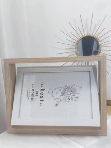 6/7/8英寸雙面木旋轉相框支架帶1隨機簡約風格印花 - 駝色 - 查看 2