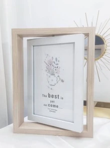 6/7/8英寸雙面木旋轉相框支架帶1隨機簡約風格印花 - 駝色 - 查看 1