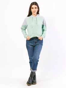 Sudadera de dama con letras bordadas en ingles - Verde - Ver 4