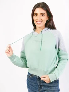 Sudadera de dama con letras bordadas en ingles - Verde - Ver 3