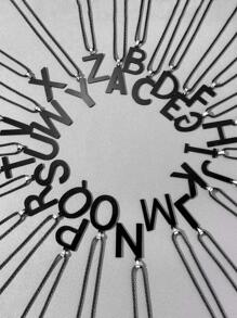 1 Miếng Thời trang Hợp kim kẽm Mặt dây chuyền chữ cái Dây chuyền Cho nam giới Để Trang Trí Hàng Ngày , Đối với Đồ trang sức Qủa tặng Và Buổi tiệc - màu đen - Xem 1