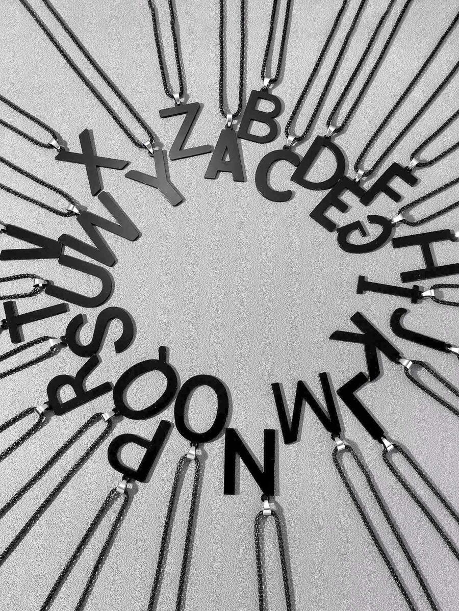 1 Miếng Thời trang Hợp kim kẽm Mặt dây chuyền chữ cái Dây chuyền Cho nam giới Để Trang Trí Hàng Ngày , Đối với Đồ trang sức Qủa tặng Và Buổi tiệc - màu đen - Xem 1