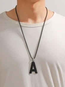 1 Miếng Thời trang Hợp kim kẽm Mặt dây chuyền chữ cái Dây chuyền Cho nam giới Để Trang Trí Hàng Ngày , Đối với Đồ trang sức Qủa tặng Và Buổi tiệc - màu đen - Xem 2