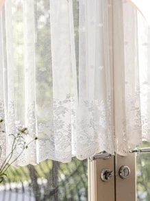 1pc Floral Lace Window Valance - White - View 4