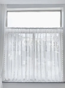 1pc Floral Lace Window Valance - White - View 5