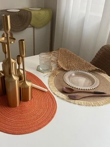 1入組編織圓形現代滌綸防滑桌墊餐桌 - 米色 - 查看 6