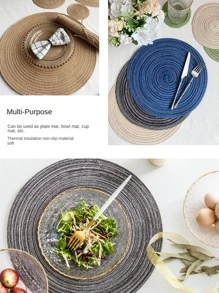 1入組編織圓形現代滌綸防滑桌墊餐桌 - 米色 - 查看 7